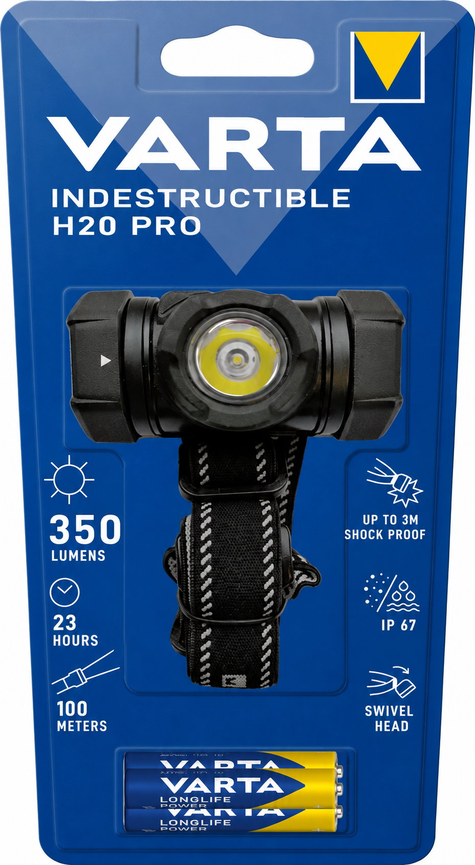 Varta Stirnlampe LED Outdoor Sports H20 Pro Head Light inkl. 3x AAA Batterien 17732
