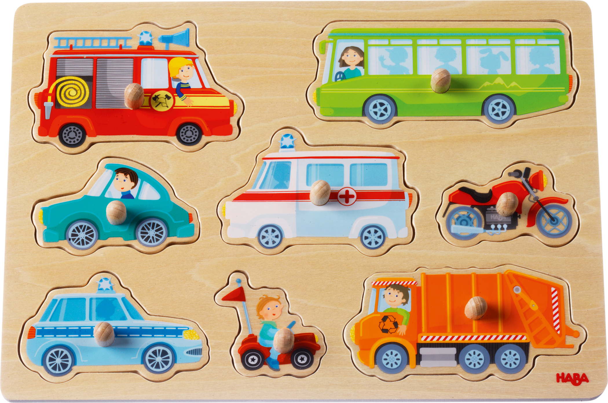 8 Teile HABA Kinder Greifpuzzle Fahrzeug Welt 1301940001