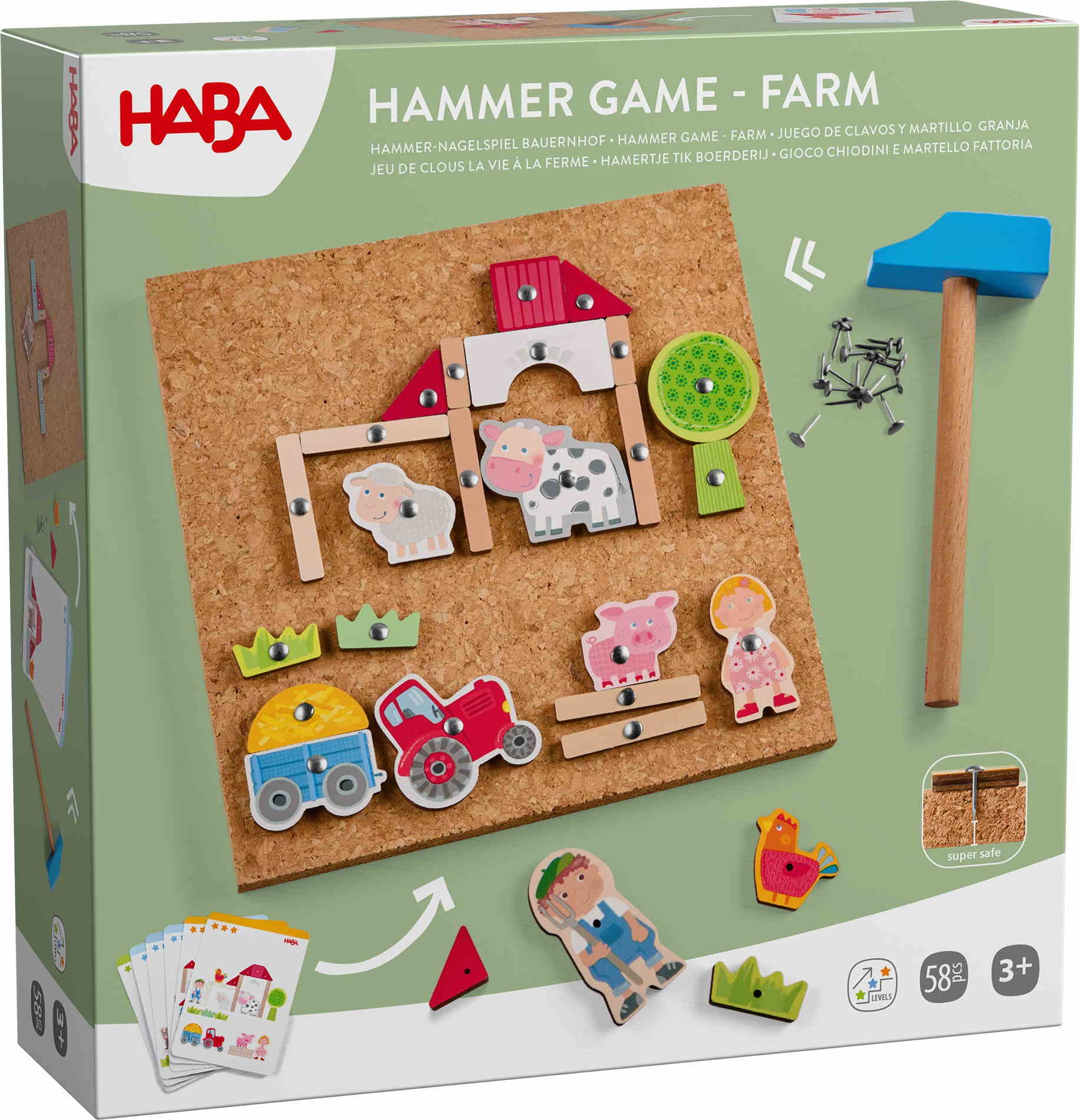 Haba Geschicklichkeitsspiel Hammer-Nagelspiel Bauernhof 2013378001