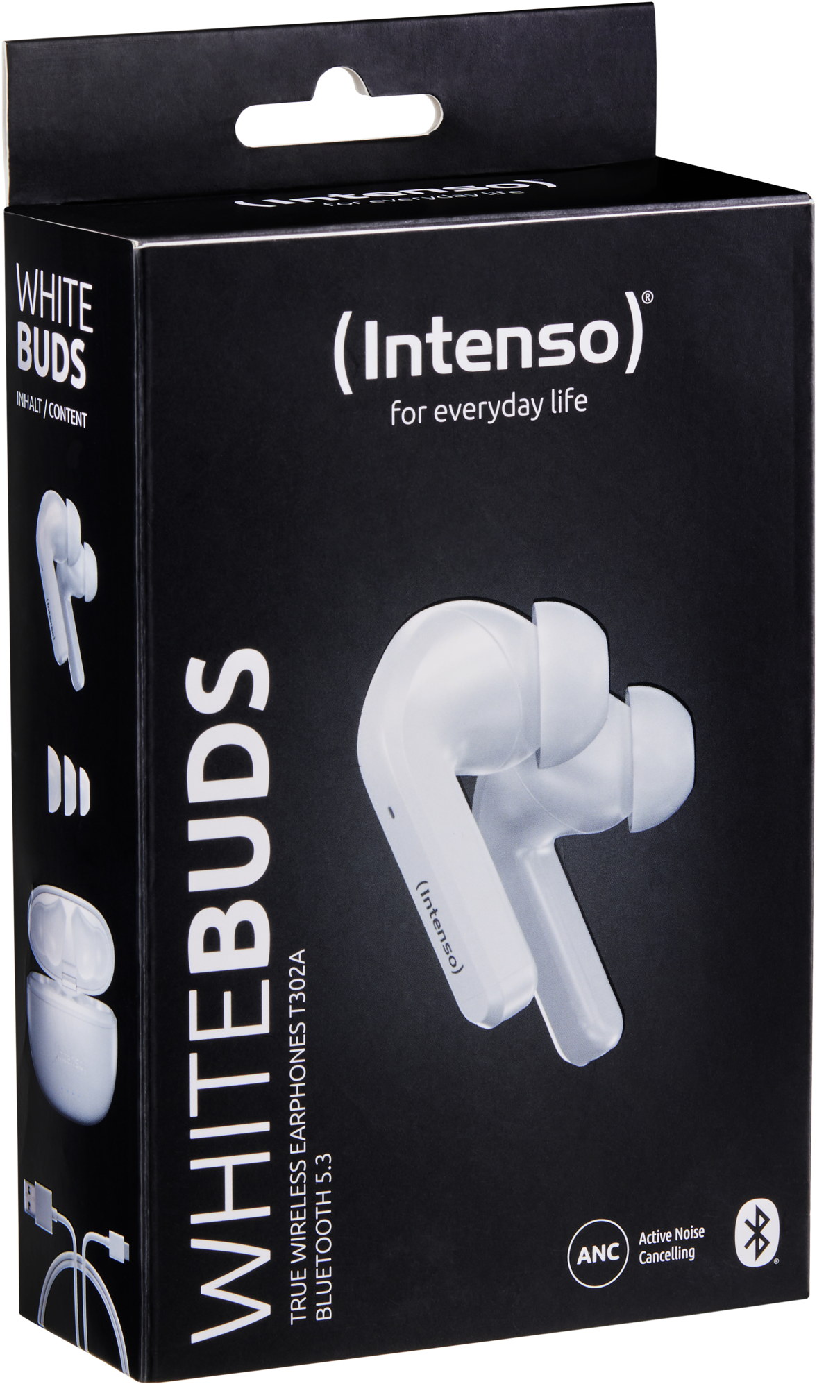 Intenso True Wireless Kopfhörer T302A Bluetooth Buds mit Akku weiß