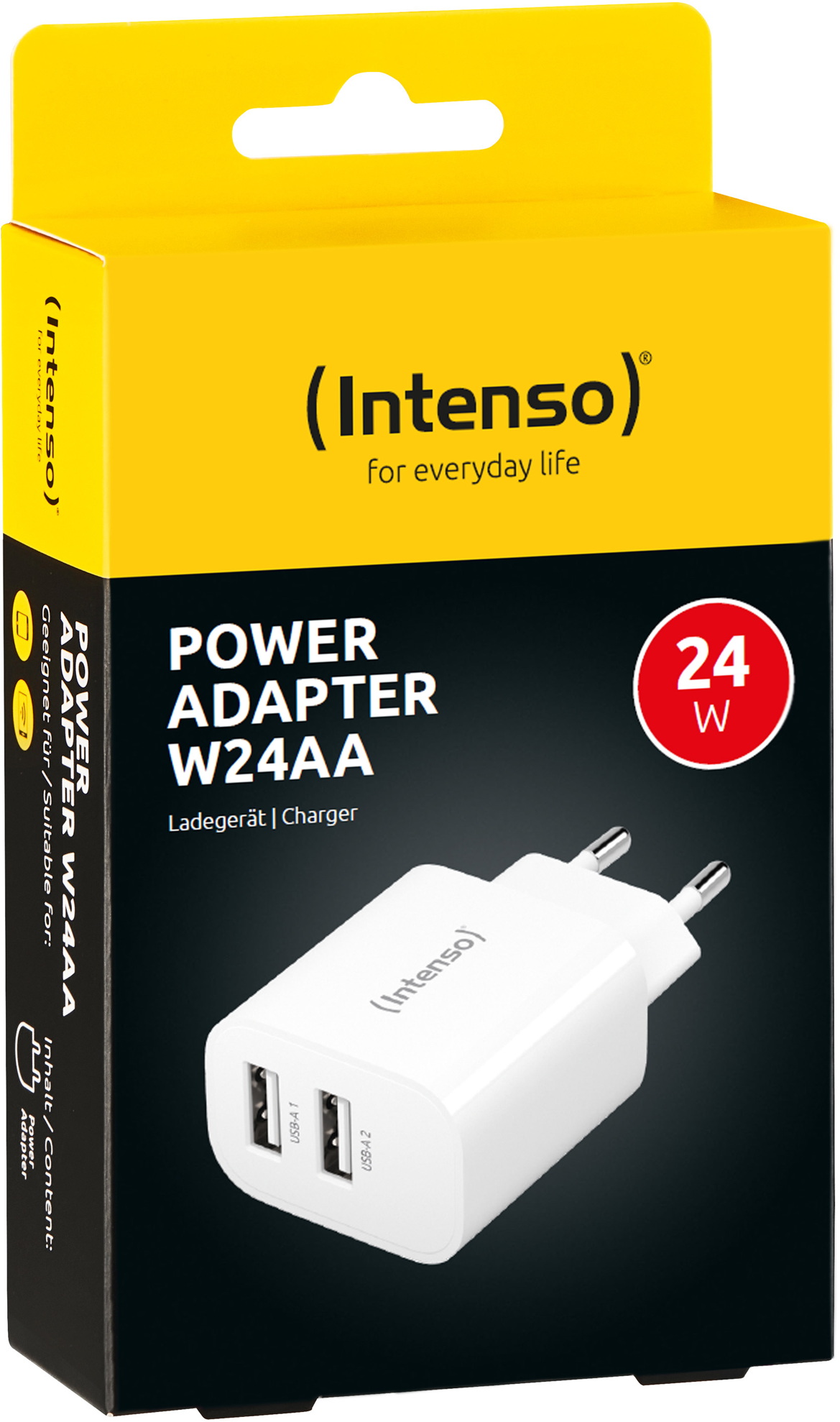 Intenso Ladeger�t Power Adapter 24 Watt W24AA 2x USB-A f�r 2 Ger�te wei�
