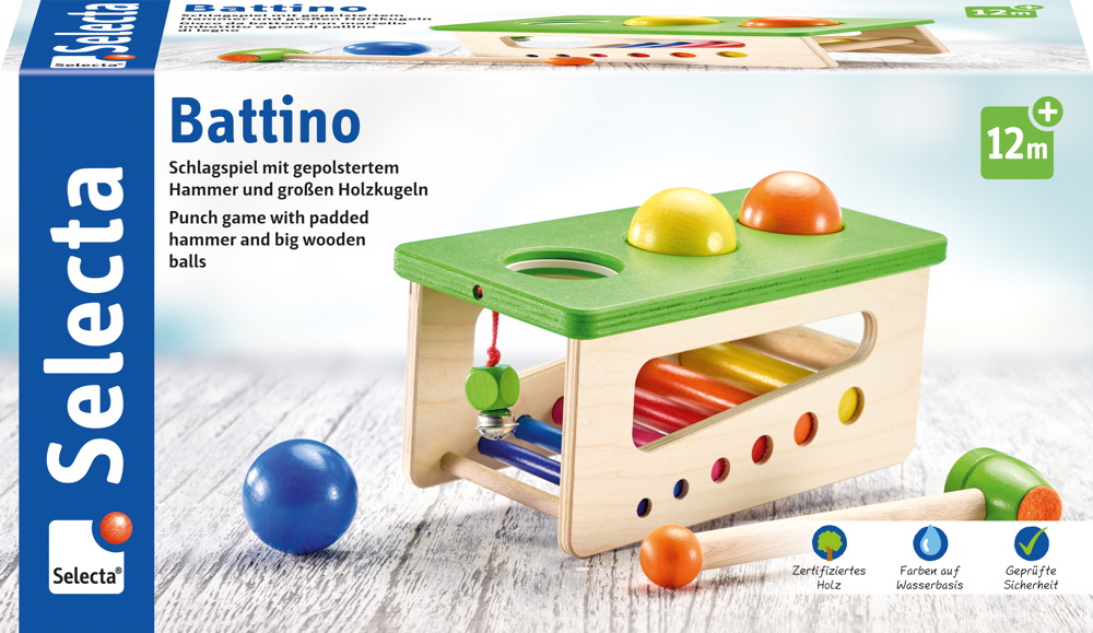 Selecta Kleinkindwelt Holz Klopfbank Battino Spielerische, erste Klänge 62017