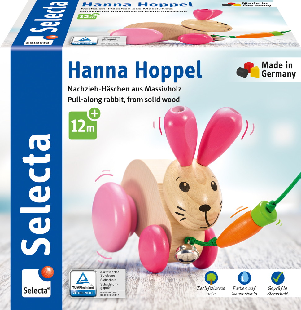 Selecta Kleinkindwelt Holz Rollspielzeug Nachzieh Hanna Hoppel Hase 62023