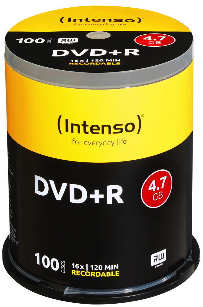 100 Intenso Rohlinge DVD+R 4,7GB 16x Spindel