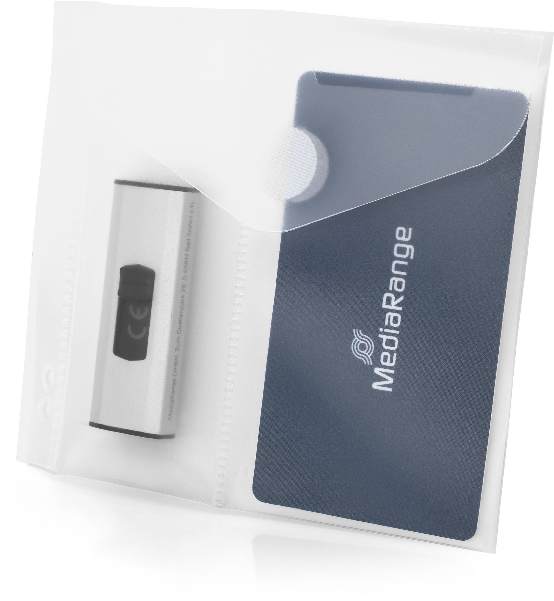 100 Mediarange Plastiktaschen mit 2 F�cher mit Abheftlochung f�r je 1 USB Stick transparent