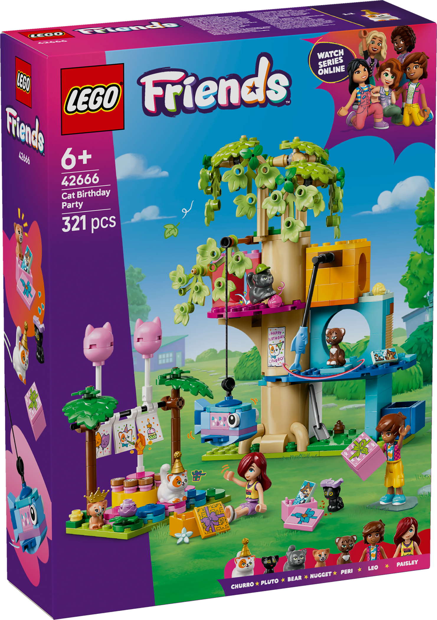 LEGO&reg; Friends Katzengeburtstagsparty & Baumhaus 321 Teile 42666