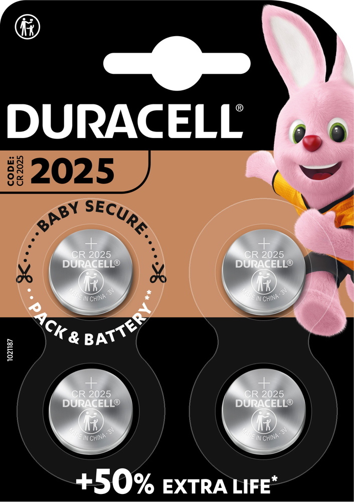 40 Duracell CR 2025 / DL 2025 Lithium Knopfzelle Batterien im 4er Blister