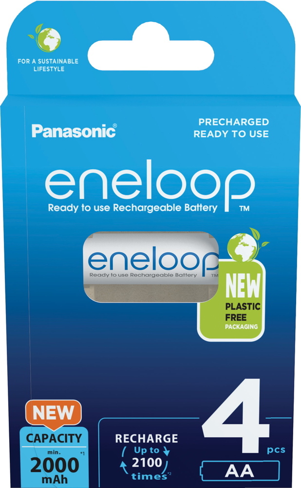 4 Panasonic Akku AA 2000mAh eneloop pre-charged im 4er Blister