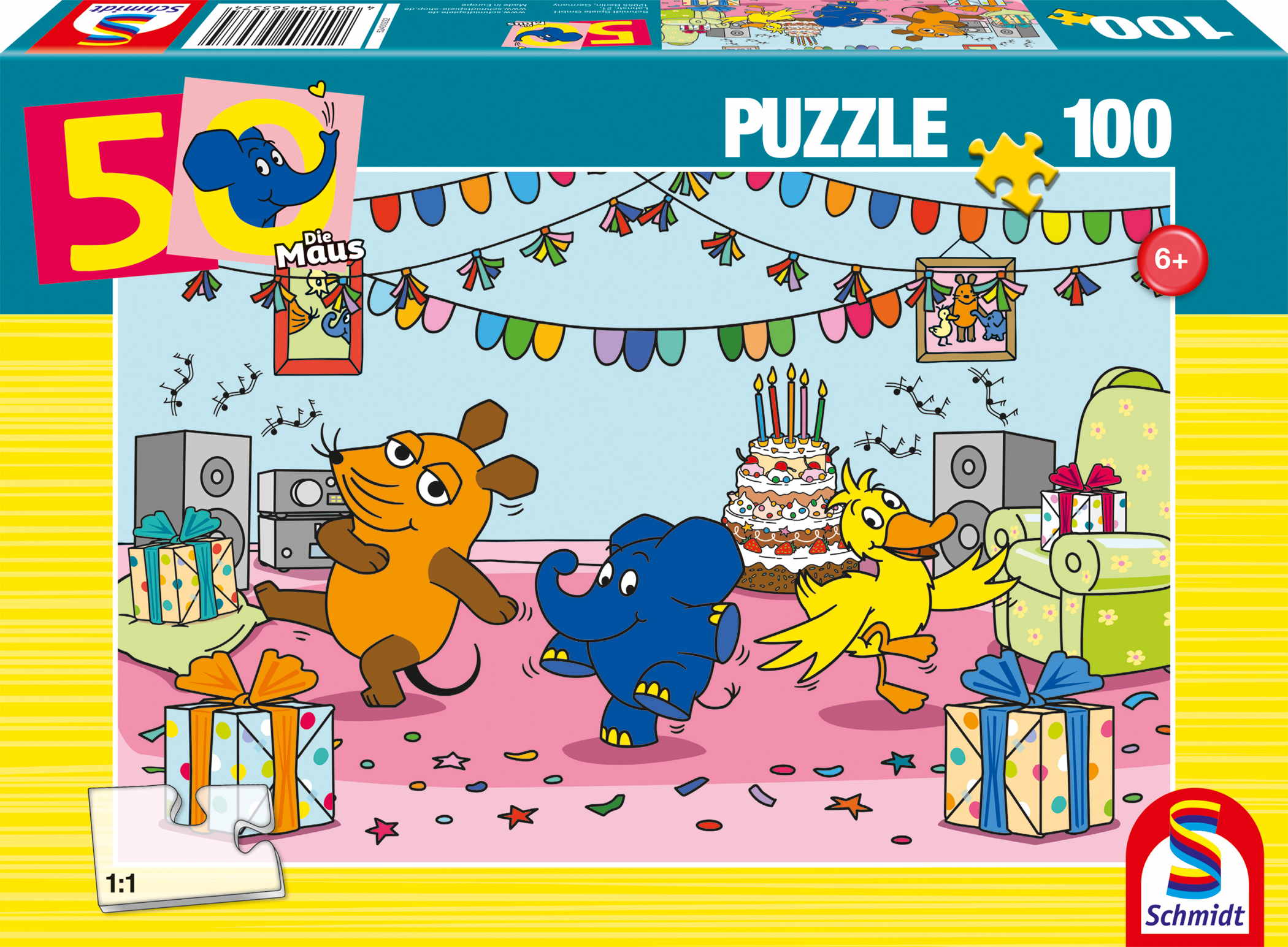 100 Teile Schmidt Spiele Kinder Puzzle Die Maus 50 Jahre Elefantastische Party 56537