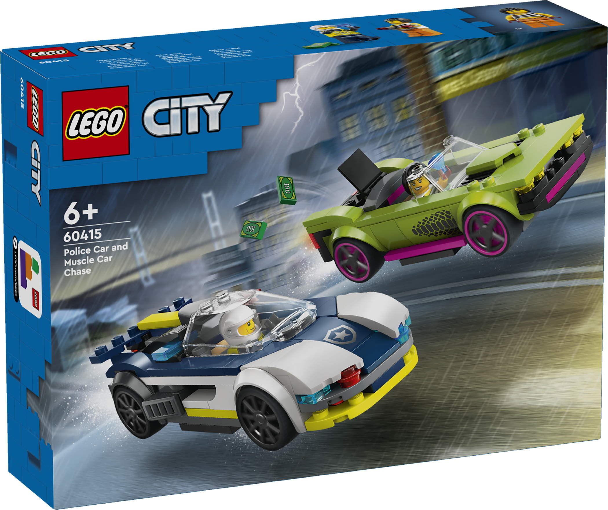 LEGO® City Police Verfolgungsjagd mit Polizeiauto und Muscle Car 213 Teile 60415