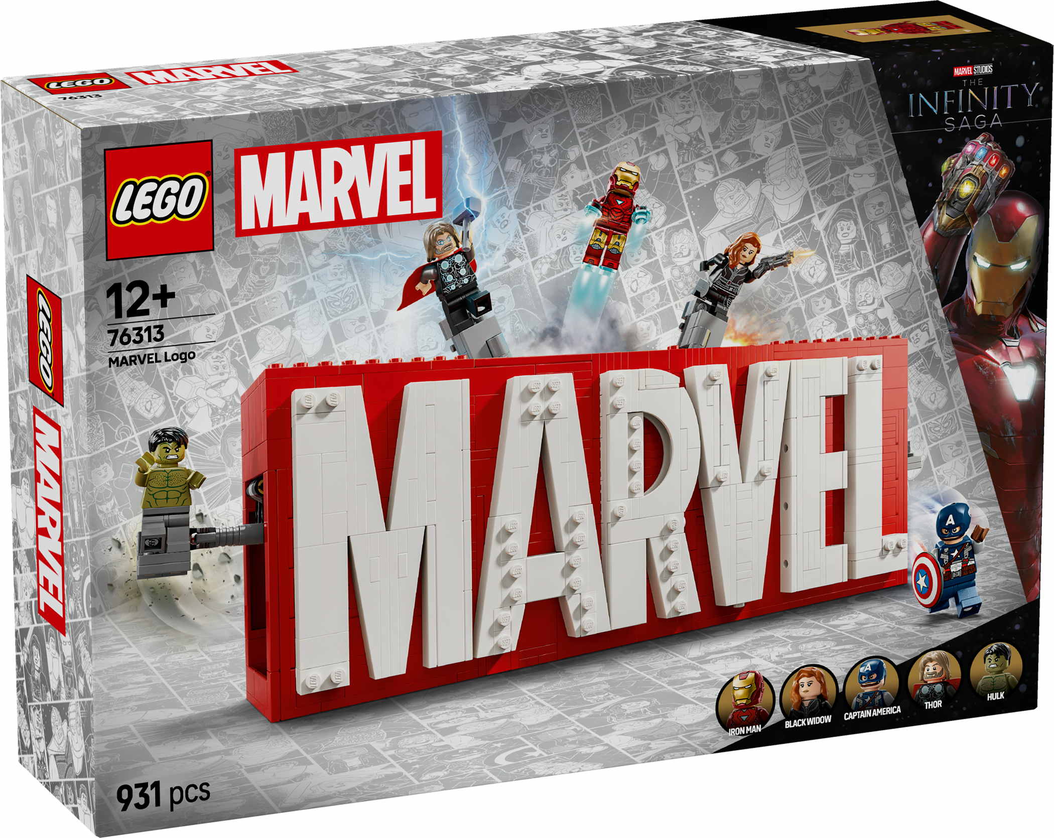 LEGO® Marvel Super Heroes™ MARVEL Logo & Minifiguren 931 Teile 76313