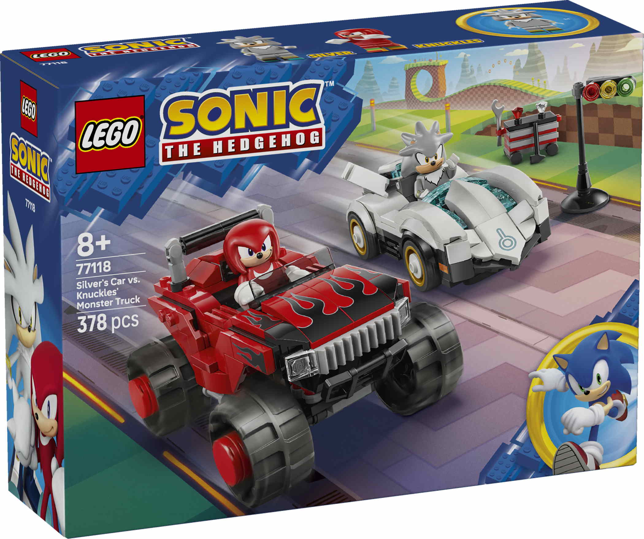 LEGO® Sonic Silvers Auto vs. Knuckles' Monstertruck 378 Teile 77118