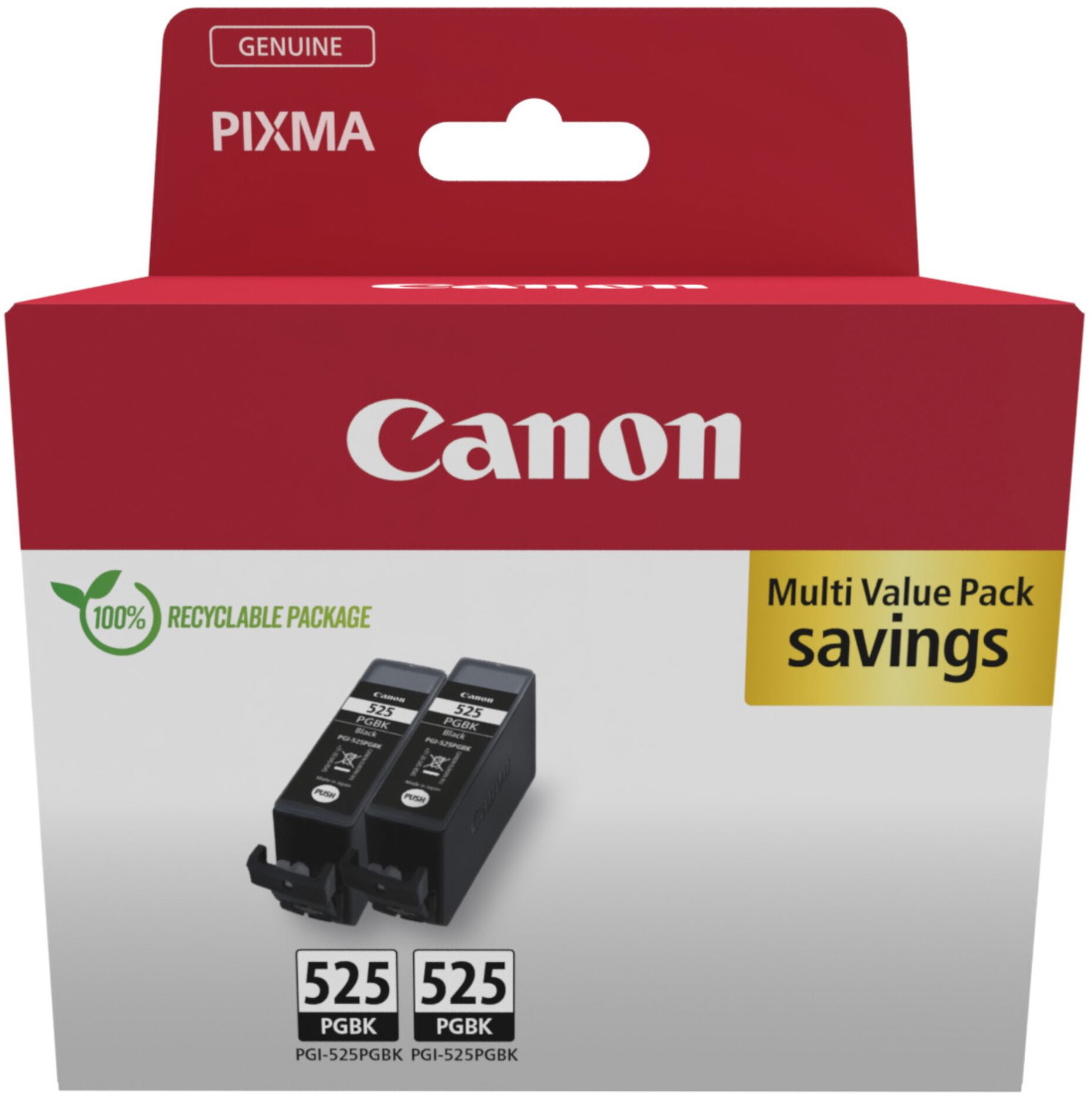 2 Canon Druckerpatronen Tinte PGI-525 BK black, schwarz Twin Pack