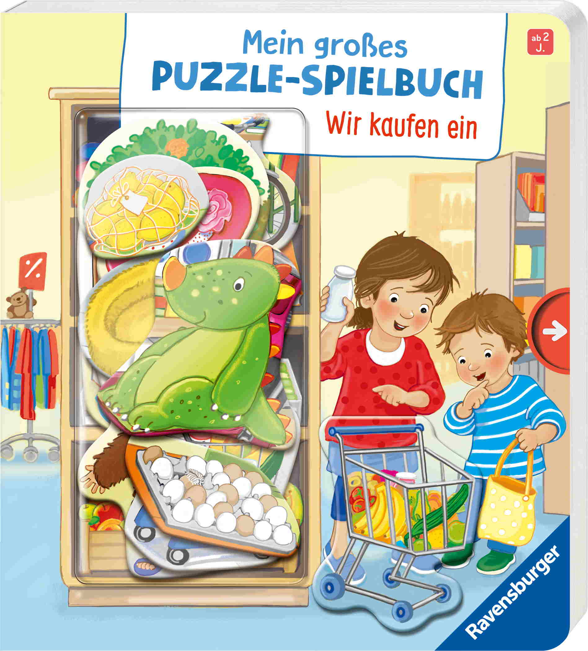 Ravensburger Buch Pappbilderbuch Mitmachen Mein gro�es Puzzle Spielbuch Wir kaufen ein 42268