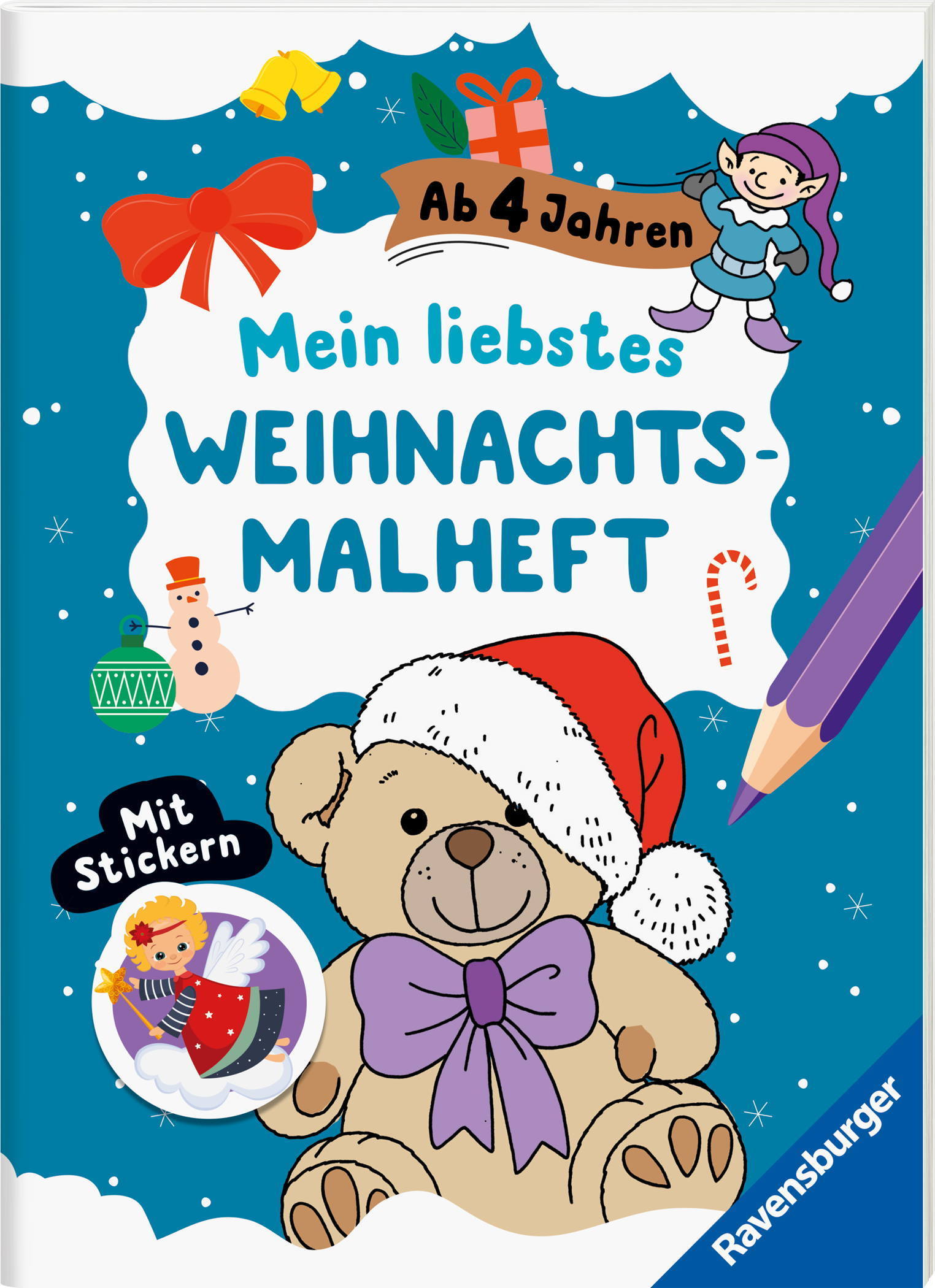 Ravensburger Buch Activity Mein liebstes Weihnachtsmalheft mit Stickern ab 4 48897