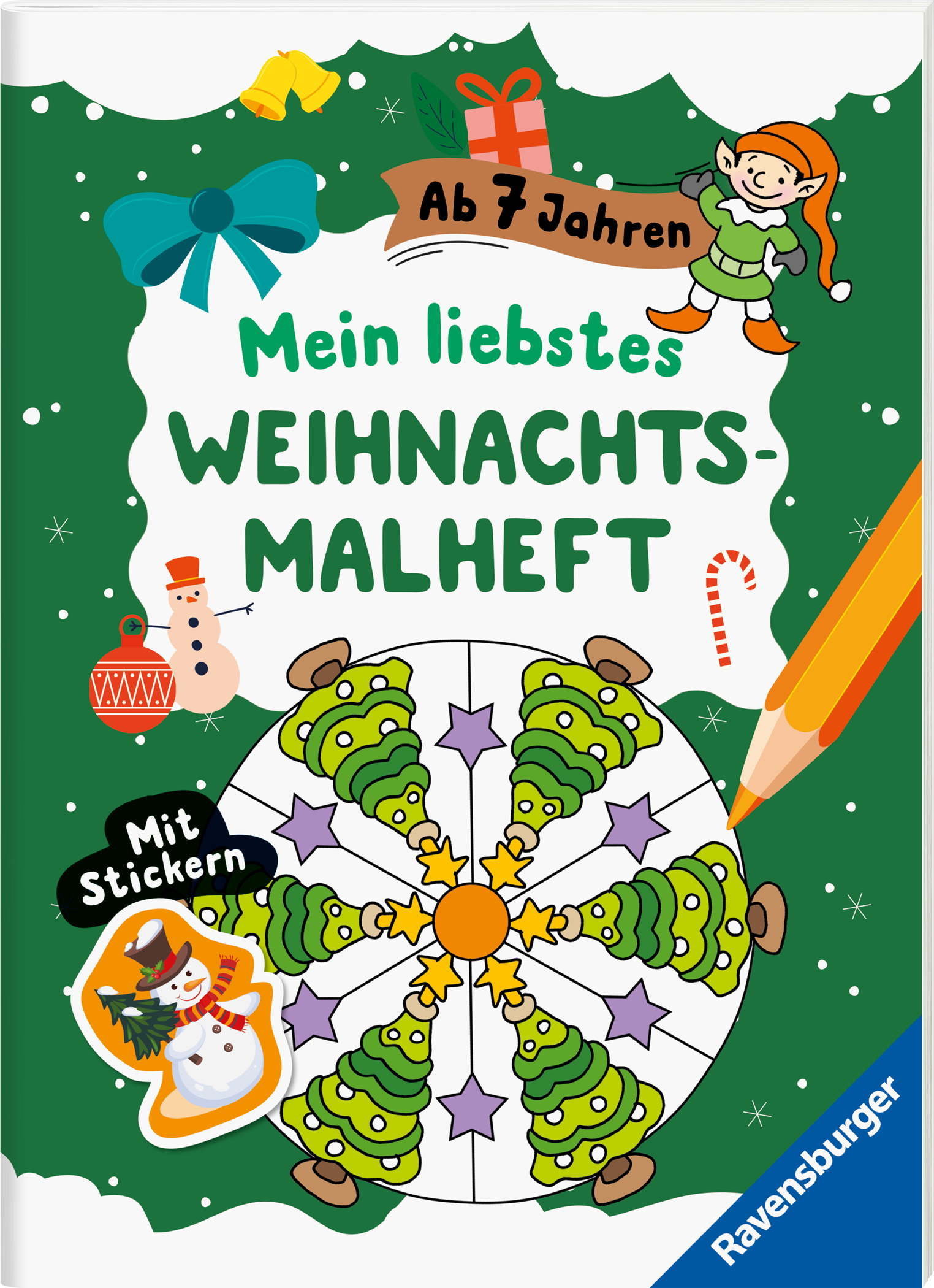 Ravensburger Buch Activity Mein liebstes Weihnachtsmalheft mit Stickern ab 7 48900