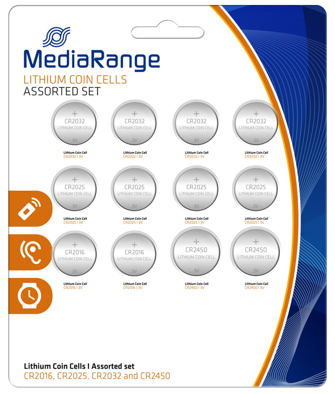 12 Mediarange Lithium Knopfzelle Batterien 2x CR 2016 4x CR 2025 4x CR2032 2x CR 2450