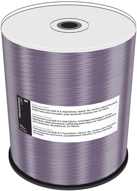 600 Professional Rohlinge DVD-R full printable proselect 4,7GB 16x Spindel