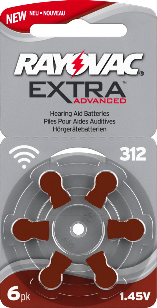 6 Rayovac 4607 Extra Advanced Typ 312 Zink-Luft H�rger�tebatterien im 6er Blister