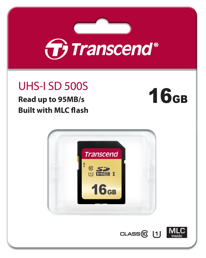 Transcend SDHC Karte 16GB Speicherkarte 500S UHS-I U1 Class 10