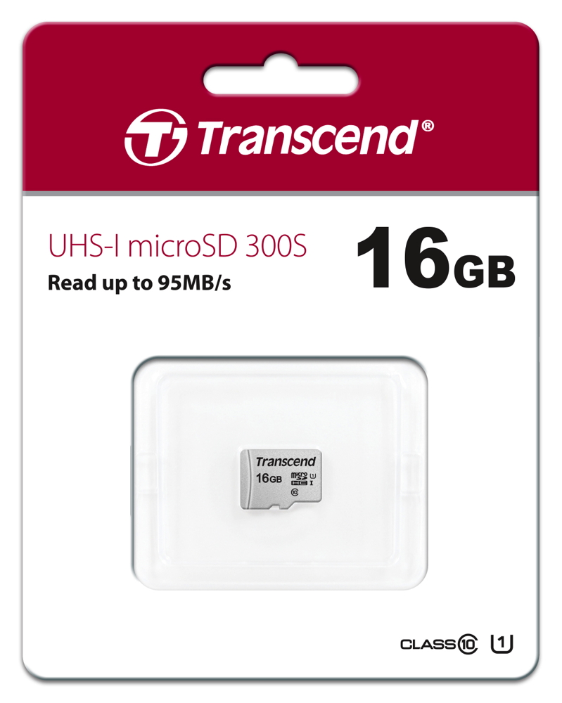 Transcend Micro SDHC Karte 16GB Speicherkarte 300S UHS-I U1 Class 10