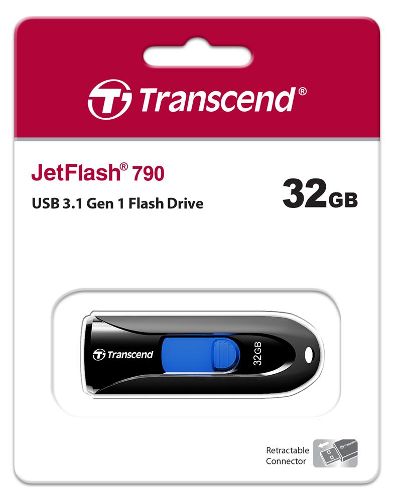 Transcend USB Stick 32GB Speicherstick JetFlash 790K schwarz USB 3.1