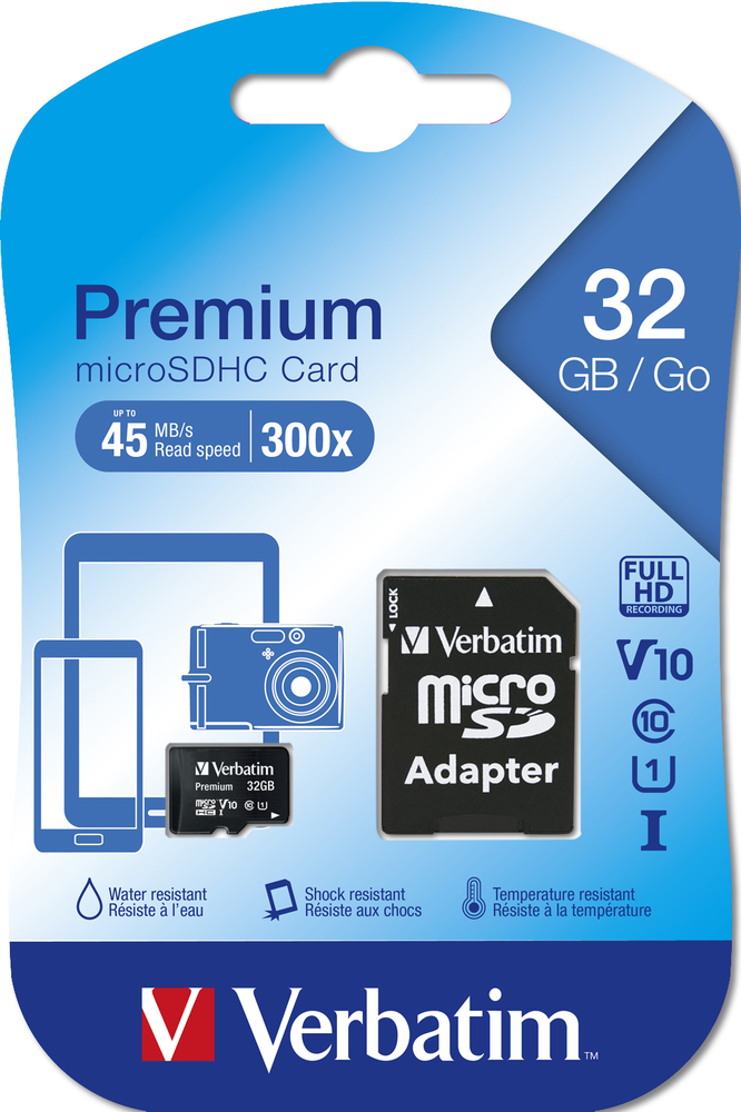 Verbatim Micro SDHC Karte 32GB Speicherkarte Premium UHS-I Class 10