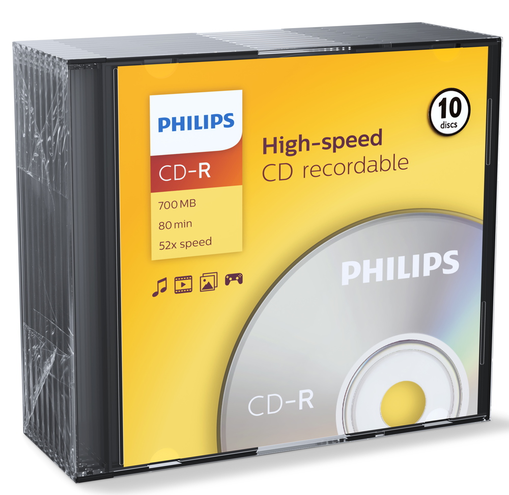 50 Philips Rohlinge CD-R 80Min 700MB 52x Slimcase