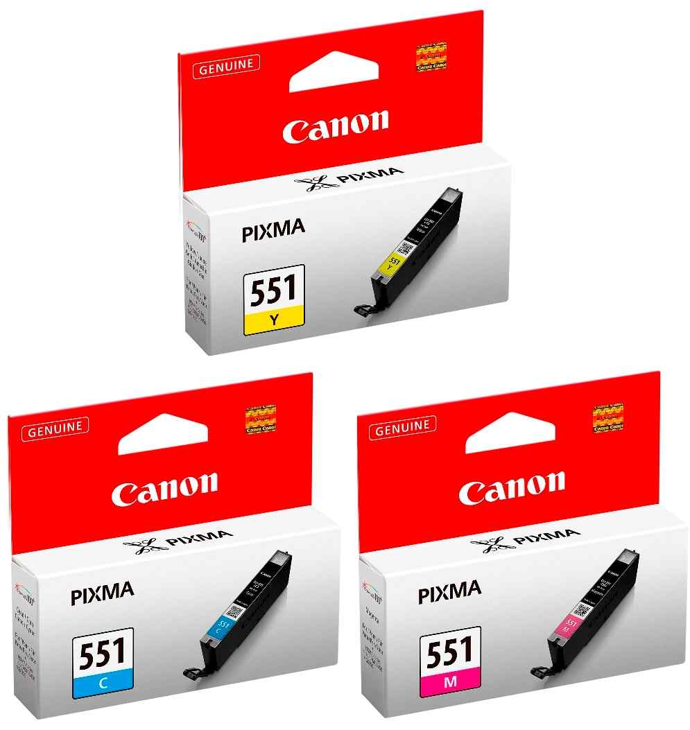 3 Canon Druckerpatronen Tinte CLI-551 C / M / Y Multipack