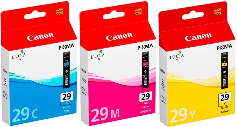 3 Canon Druckerpatronen Tinte PGI-29 C / M / Y Multipack