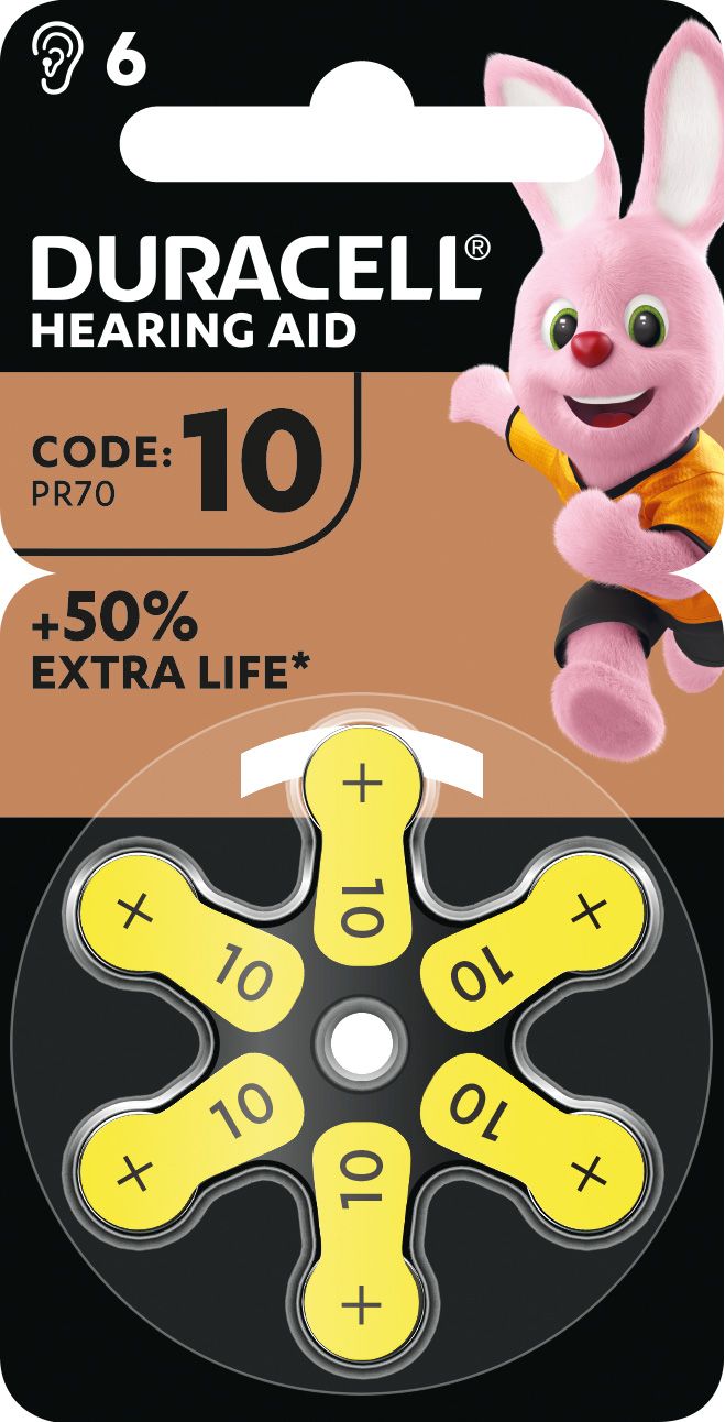 6 Duracell Easytab Typ 10 / DA 10 Zink-Luft H�rger�tebatterien im 6er Blister