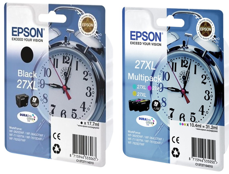 4 Epson Druckerpatronen Tinte 27 XL T2711 BK / 27 XL T2715 C / M / Y Multipack