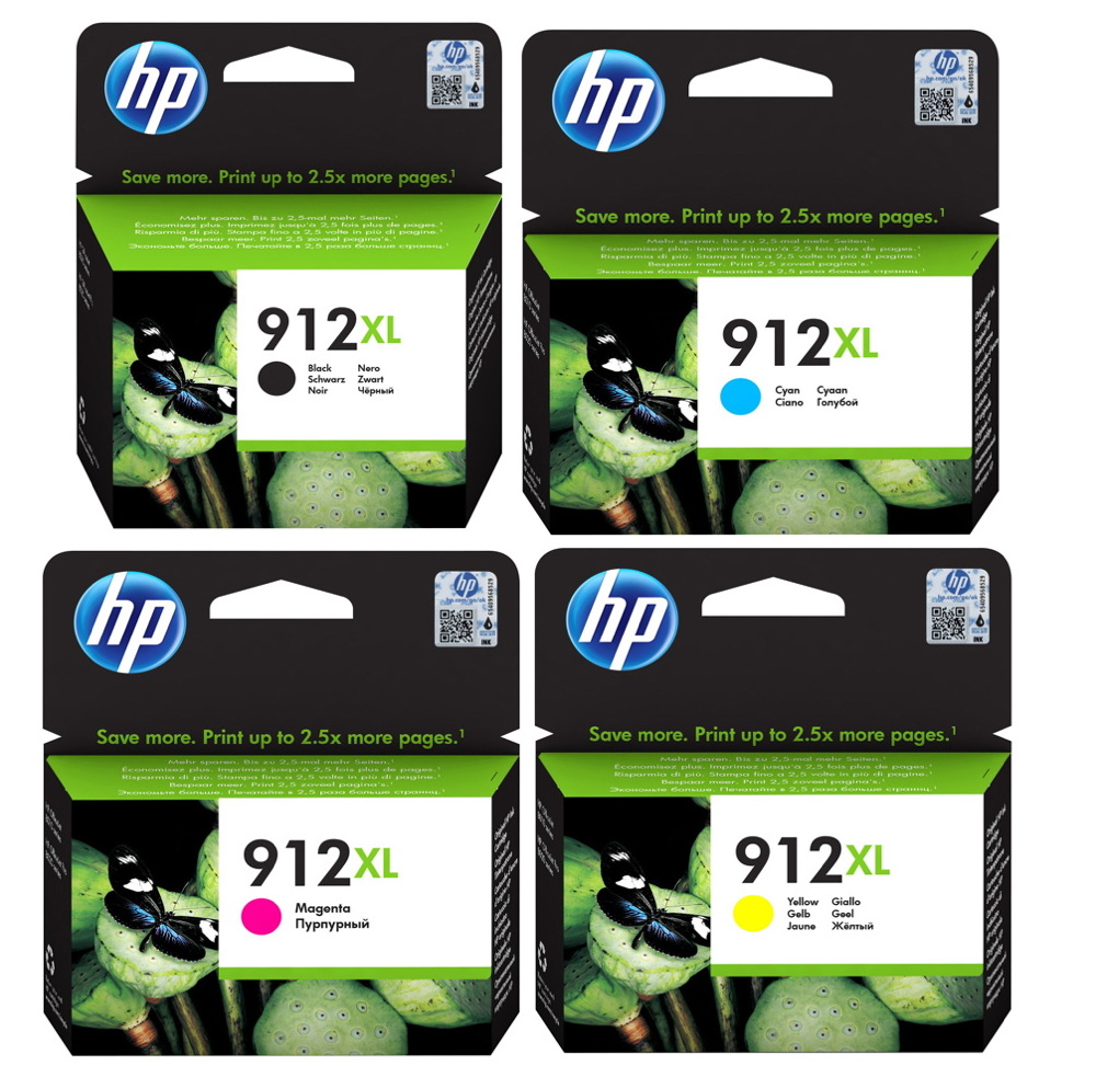 4 HP Druckerpatronen Tinte Nr. 912 XL BK / C / M / Y Multipack