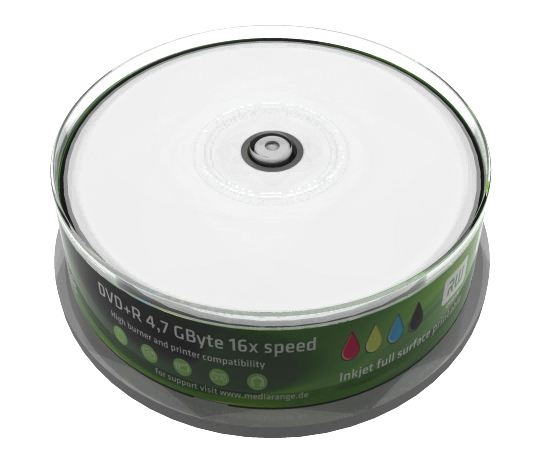 25 Mediarange Rohlinge DVD+R full printable 4,7GB 16x Spindel
