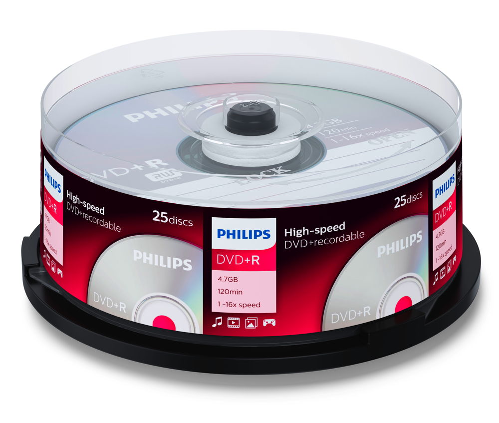 25 Philips Rohlinge DVD+R 4,7GB 16x Spindel