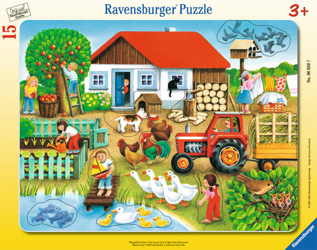 15 Teile Ravensburger Kinder Rahmen Puzzle Was gehört wohin? 06020